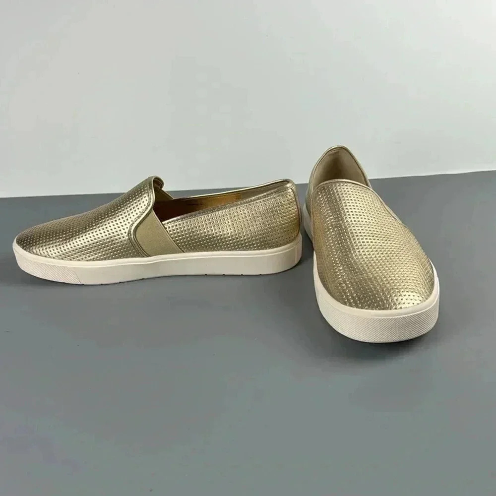 Vince Metallic Gold Perforated Slip-On Sneakers - Picture 5 of 7